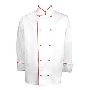 Куртка поварская с окант. 46разм.;твил;белый,красный COM- 4142743