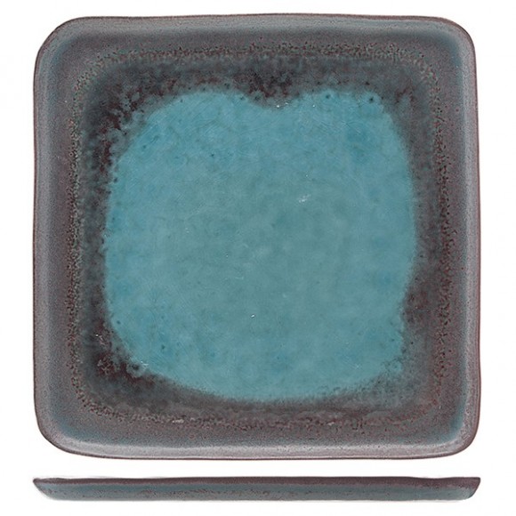 Тарелка квадратная;керамика;,L=27,5,B=27,5см;бирюз. COM- 3012648