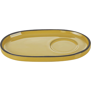 Блюдце «Карактэр»;керамика;,H=12,L=135,B=83мм;желт. COM- 3024442