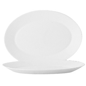 Блюдо «Ресторан» овальное;стекло;,H=20,L=300,B=215мм;белый COM- 3020304