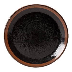Тарелка «Кото» мелкая;фарфор;D=250,H=18мм;черный,коричнев. COM- 3011661