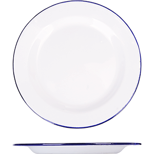 Тарелка мелкая эмалированная;сталь;D=20см;белый,синий COM- 3012756