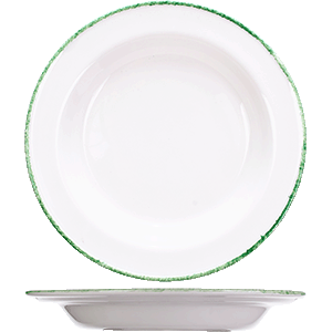Тарелка глубокая «Грин Дэппл»;фарфор;495мл;D=21,5см;белый,зелен. COM- 3012326