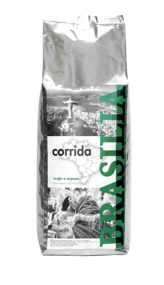 Кофе в зернах свежей обжарки Corrida Brasilia 0,5 кг CA-019