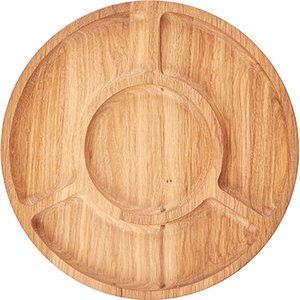 Менажница круглая 4 секции;дуб;D=300,H=25мм;деревян. COM- 3023852