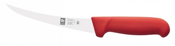 Нож обвалочный 150/290 мм. изогнутый (узкое жесткое лезвие) красный Poly Icel /1/