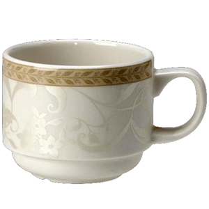 Чашка чайная «Антуанетт»;фарфор;170мл;D=70,H=65мм;белый,олив. COM- 3140648