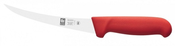 Нож обвалочный 150/290 мм. изогнутый (узкое гибкое лезвие) красный  Poly Icel /1/