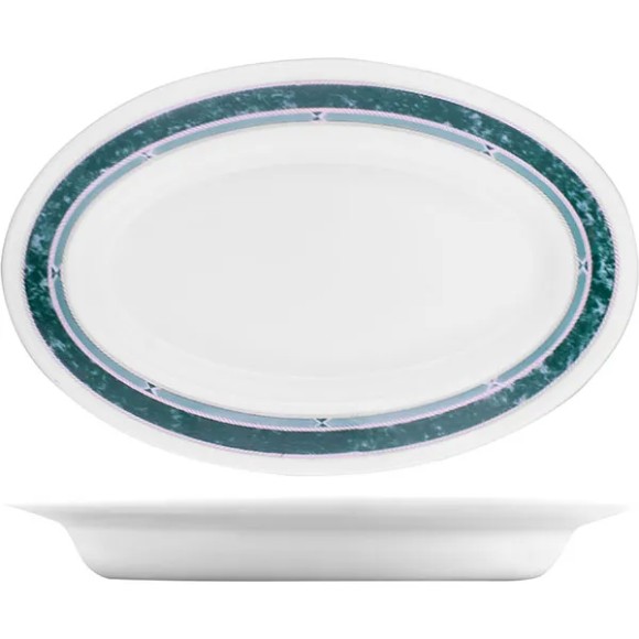 блюдо bormioli rocco «риалто» овальное;стекло;150мл;,h=28,l=220,b=140мм;белый,зелен., qg400854 r