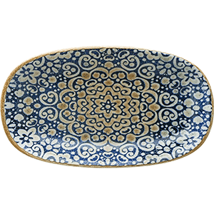 Блюдо овальное с рисунком «Альхамбра»;фарфор;,L=150,B=85мм;синий,белый COM- 03023093