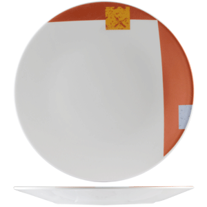 Тарелка «Зен Контур»;фарфор;D=305,H=30мм;белый,оранжев. COM- 3012012