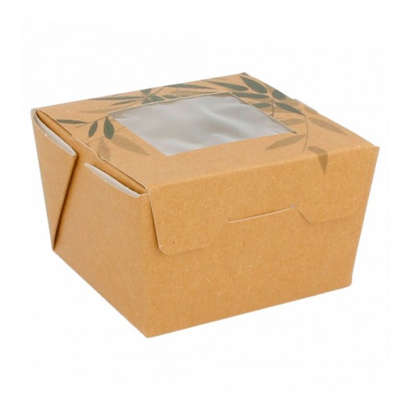 Контейнер картонный для салата с окном, 300 мл, 8*7,5*5,5 см, 50 шт/уп, Garcia de Pou, RIC - 81210225