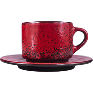 Пара чайная «Млечный путь красный»;фарфор;200мл;D=15,5см;красный,черный COM- 3141350
