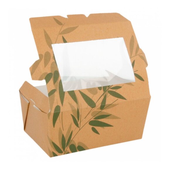 Контейнер картонный для салата с окном, 500 мл, 8,5*12*5,5 см, 50 шт/уп, Garcia de Pou, RIC - 81210226