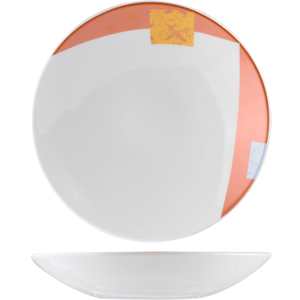 Салатник «Зен»;фарфор;0,9л;D=250,H=45мм;белый,оранжев. COM- 3031029