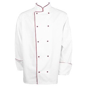 Куртка поварская с окант. 50разм.;твил;белый,бордо COM- 04142735