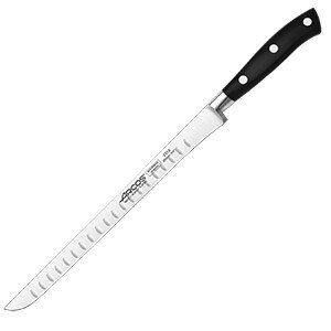 Нож для тонкой нарезки «Ривьера»;сталь нерж.,полиоксиметилен;,L=37/25,B=2см;черный,металлич. COM- 4072431