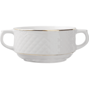 Чашка бульонная «Афродита»;фарфор;300мл;D=100,H=55,L=145мм;белый,золотой COM- 3120368