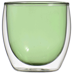 Бокал для горячих напитков «Проотель» двойные стенки;термост.стекло;250мл;D=8см;зелен. COM- 3141020