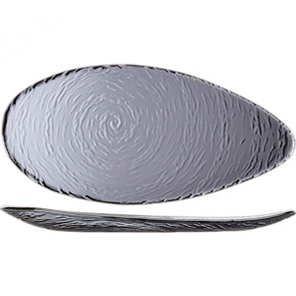 Блюдо «Скейп Гласс» овальное;стекло;,L=30см;серый,матовый COM- 3021897