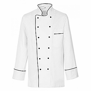 Куртка поварская с окант.52разм.;полиэстер,хлопок;белый,черный COM- 4143442
