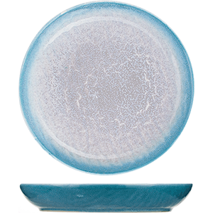 Тарелка глубокая «Нептун»;фарфор;0,9л;D=24см;бирюз.,белый COM- 3010773