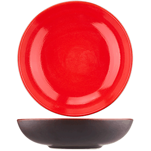 Тарелка глубокая (Шала) «Кармин»;керамика;D=24см;красный,черный COM- 3013322