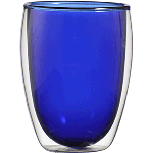 Бокал для горячих напитков «Проотель» двойные стенки;термост.стекло;350мл;D=85мм;синий COM- 3141018