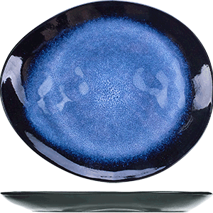 Тарелка десертная;керамика;,L=20,5,B=17,5см;синий,черный COM- 3012805
