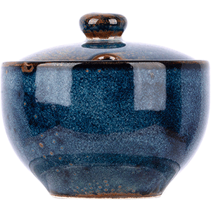 Сахарница с крышкой «Ирис»;фарфор;200мл;D=91,H=60мм;голуб. COM- 3174565