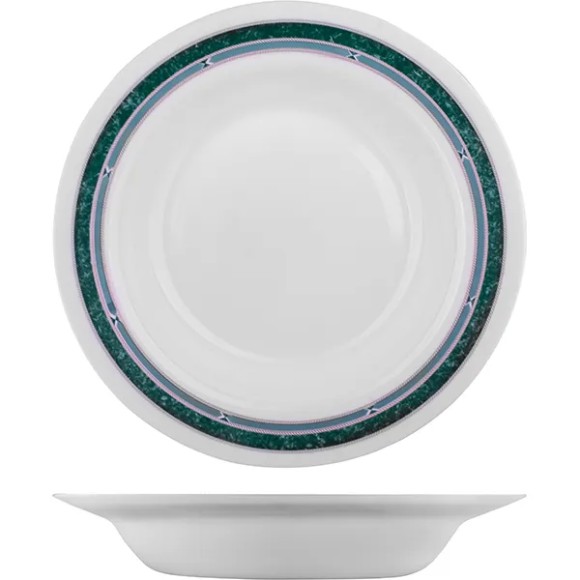 блюдо bormioli rocco «риалто» круглое глубокое;стекло;0,7л;d=290,h=44мм;белый,зелен., qg400850 r