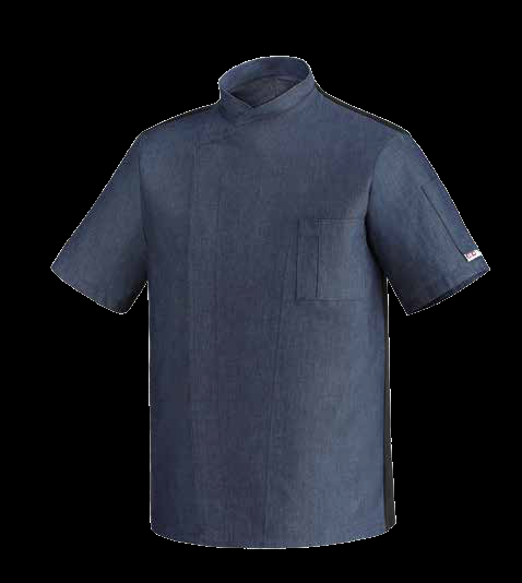 Куртка поварская мужская на кнопках, короткий  рукав,  воротник-стойка, нагрудный карман, 60% полиэстер, 40% хлопок,  синяя джинса, размер XXLPR5 - 2065070F (XXL)