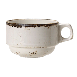 Чашка чайная «Крафт Вайт»;фарфор;200мл;D=8,H=6см;белый,коричнев. COM- 3140109