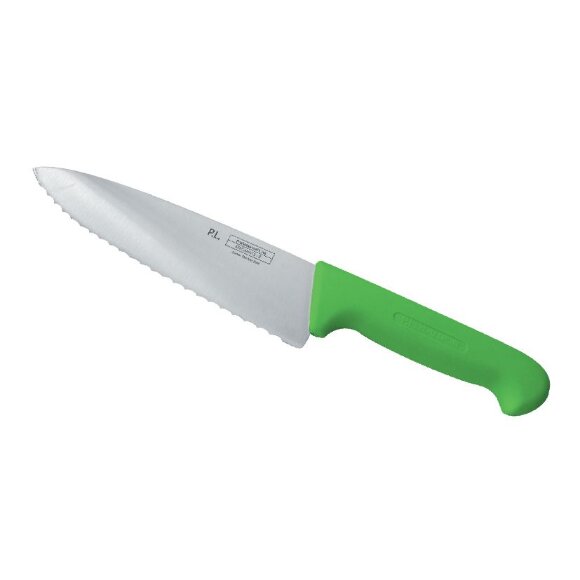 Нож поварской 25 см волнистое лезвие PRO-Line зеленая ручка , RIC - 99002263