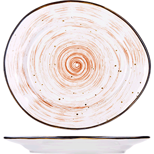 Тарелка  мелкая «Пастораль»;фарфор;,H=20,L=175,B=155мм;оранжев. COM- 03010646