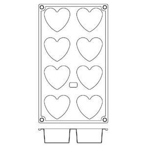 Форма кондитерская «Сердечки» 6.5*6см [8 ячеек];силикон;,H=35,L=295,B=175мм;кирпичн. COM- 4140960