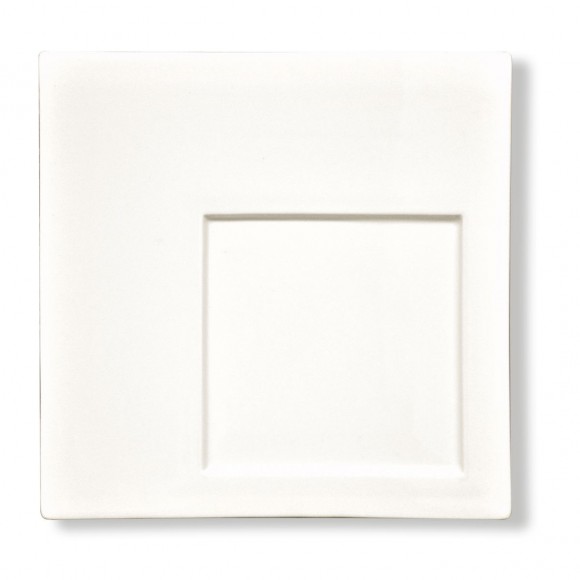 Тарелка 21*21 см квадратная смещенное дно белая фарфор  [6], RIC - 99002807