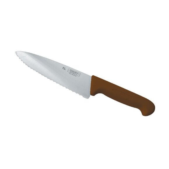 Нож поварской 20 см волнистое лезвие PRO-Line коричневая ручка , RIC - 99002250