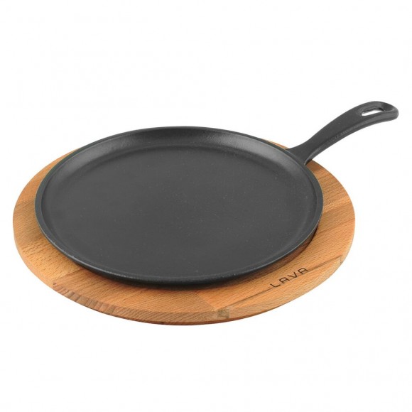 Сковорода для подачи на дерев. подст. 20 см круглая чугун LAVA, RIC - 81249945