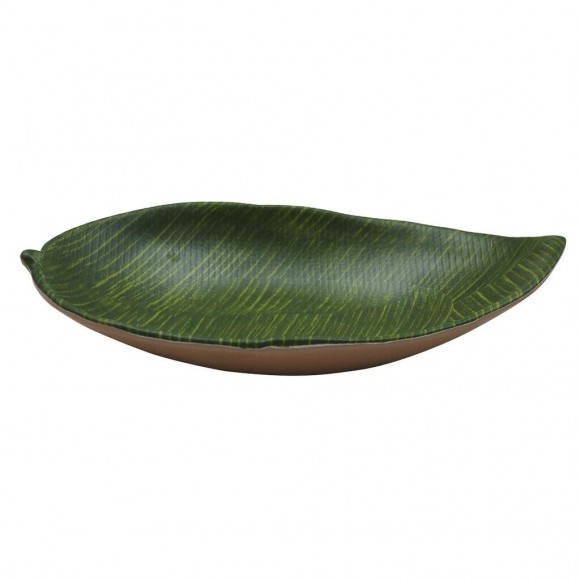 Блюдо 31,5*19*5 см овальное Лист Green Banana Leaf пластик меламин , RIC - 81290144