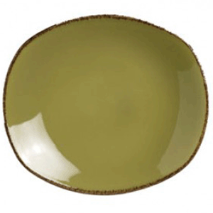Тарелка «Террамеса Олива» мелкая овальная;фарфор;,H=15,L=205,B=180мм;олив. COM- 3011643