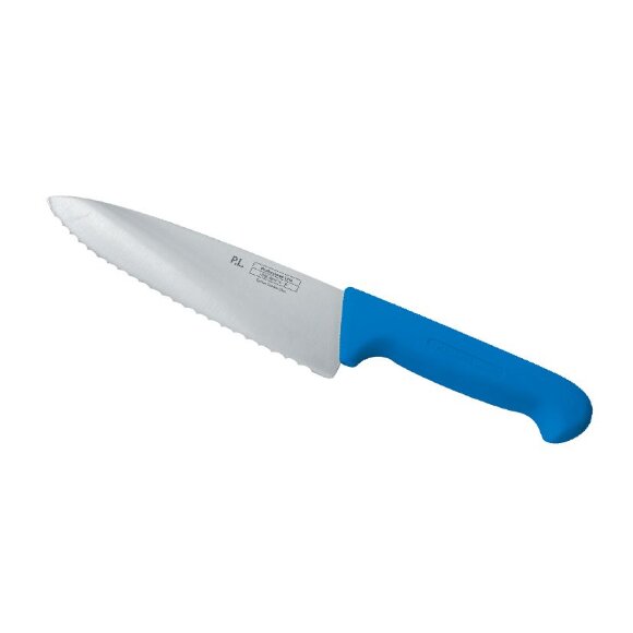 Нож поварской 20 см волнистое лезвие PRO-Line синяя ручка , RIC - 99002242