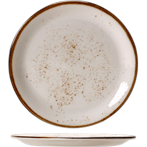 Тарелка «Крафт Вайт» мелкая;фарфор;D=23,H=2см;белый,коричнев. COM- 3010968