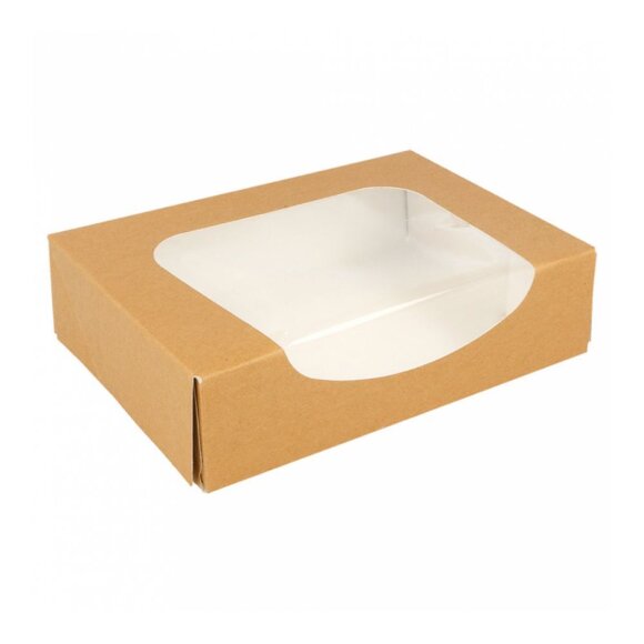 Коробка для суши/макарон с окном 17,5*12*4,5 см, натуральный, 50 шт/уп, бумага, Garcia d, RIC - 81211500