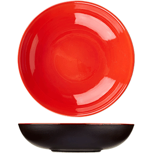 Тарелка глубокая (Шала) «Кармин»;керамика;D=21см;красный,черный COM- 3013321