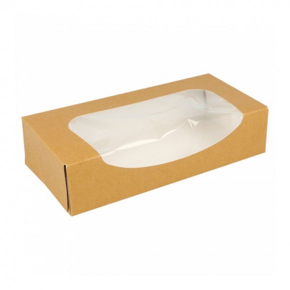 Коробка для суши/макарон с окном 20*9*4,5 см, натуральный, 50 шт/уп, бумага, Garcia de P, RIC - 81211499