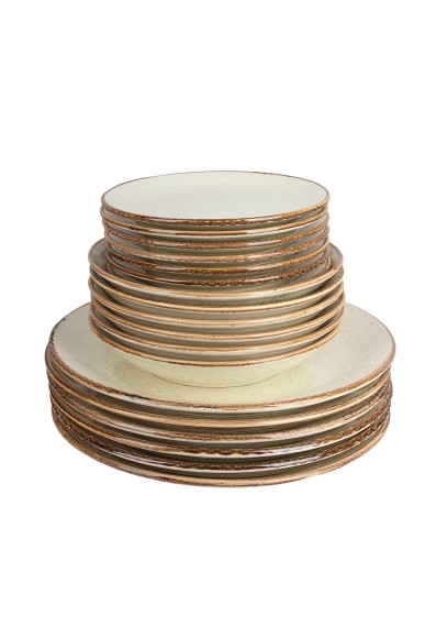 Porland Сервиз столовый Сизонс, 18 предметов ( 6 обеденных тарелок 28 см; 6 десертных тарелок 18 см; 6 глубоких тарелок 500 мл, 21 см ) бежевый