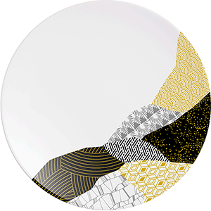 Тарелка «Фрагмент Амбре» мелкая;фарфор;D=16см;белый,желт. COM- 3013453