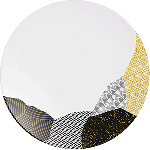Тарелка мелкая «Фрагмент Амбре»;фарфор;D=21,5см;белый,желт. COM- 03013454
