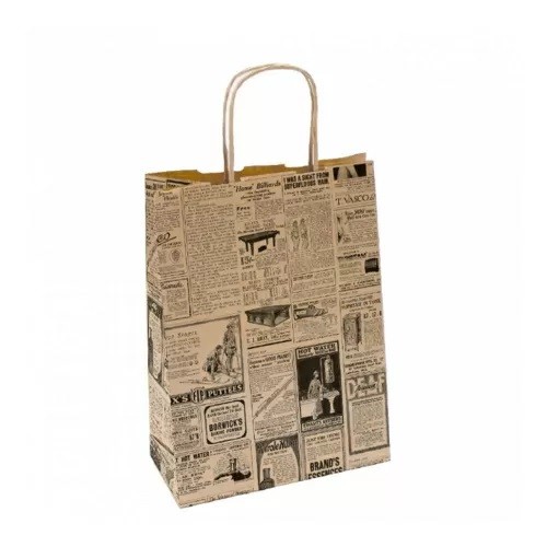 Пакет с ручками "Газета", 26+14*32 см, крафт-бумага, 250 шт/уп, Garcia de PouИспания, RIC - 81210808